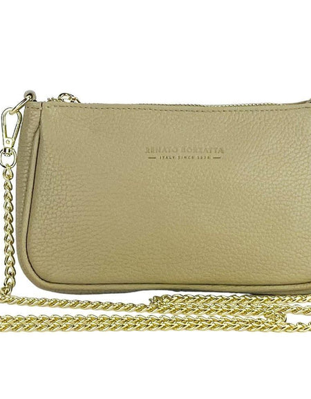 RENATO BORZATTA Mini Bag in Genuine Leather - Taupe Elegance