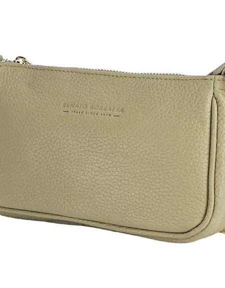 RENATO BORZATTA Mini Bag in Genuine Leather - Taupe Elegance