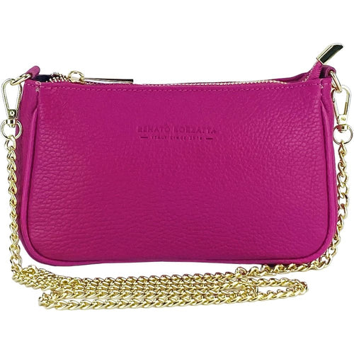 Load image into Gallery viewer, RENATO BORZATTA Borsa Piccola in Vera Pelle Made in Italy - Fuxia Mini Bag with Golden Metal Strap
