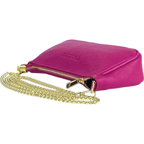 Load image into Gallery viewer, RENATO BORZATTA Borsa Piccola in Vera Pelle Made in Italy - Fuxia Mini Bag with Golden Metal Strap
