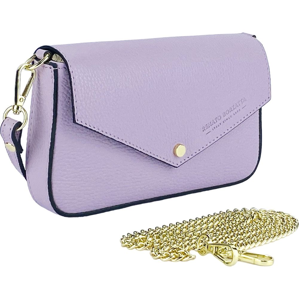 RENATO BORZATTA Small Shoulder Bag with Removable Chain Strap in Lilac