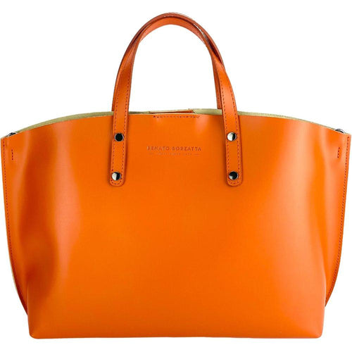Load image into Gallery viewer, RB1024AM  | Borsa Donna a Mano in Vera Pelle Made in Italy con tracolla removibile. Sacca grande interna estraibile. Accessori Canna di Fucile Lucido - Colore Paprika - Dimensioni: cm 48x31x11-1
