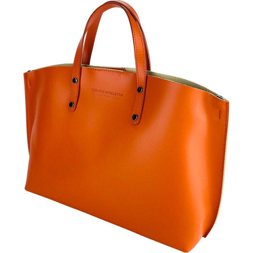 Load image into Gallery viewer, RB1024AM  | Borsa Donna a Mano in Vera Pelle Made in Italy con tracolla removibile. Sacca grande interna estraibile. Accessori Canna di Fucile Lucido - Colore Paprika - Dimensioni: cm 48x31x11-2
