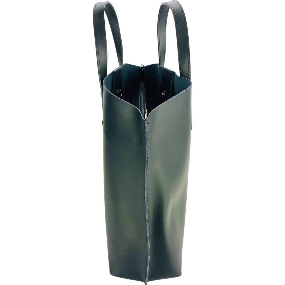 RB1024A  | Borsa Donna a Mano in Vera Pelle Made in Italy con tracolla removibile. Sacca grande interna estraibile. Accessori Canna di Fucile Lucido - Colore Nero - Dimensioni: cm 48x31x11-3