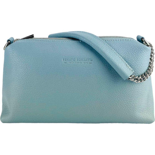 Load image into Gallery viewer, RENATO BORZATTA Borsa Donna a Mano in Vera Pelle Celeste con Doppia Lampo
