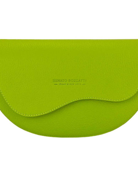 RENATO BORZATTA Luxurious Lime Leather Crossbody Bag