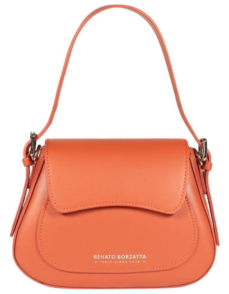 RB1030AM | Borsa Donna a Spalla EMMA con pattina in Vera Pelle Made in Italy. Accessori in metallo Argento Lucido - Colore Paprika - Dimensioni: cm 24 x 18 x 9 + 14,5 (Luce manico)-0