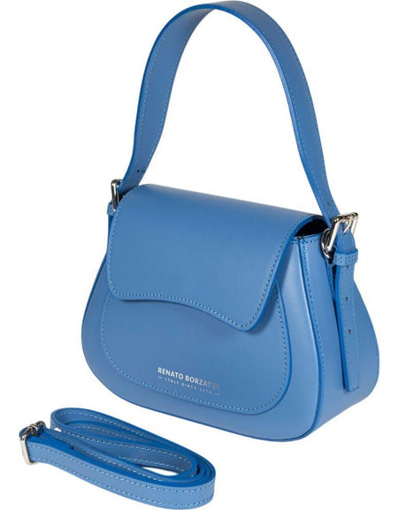 RB1030CP | Borsa Donna a Spalla EMMA con pattina in Vera Pelle Made in Italy. Accessori in metallo Argento Lucido - Colore Glicine - Dimensioni: cm 24 x 18 x 9 + 14,5 (Luce manico)-1