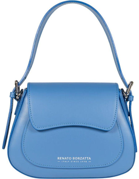 RB1030CP | Borsa Donna a Spalla EMMA con pattina in Vera Pelle Made in Italy. Accessori in metallo Argento Lucido - Colore Glicine - Dimensioni: cm 24 x 18 x 9 + 14,5 (Luce manico)-0