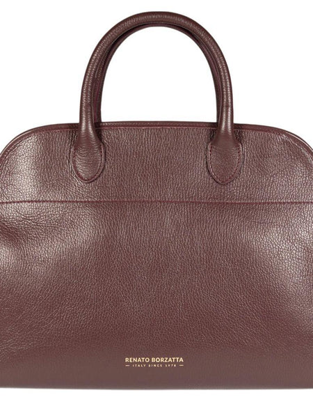 RB1032X | Borsa a Mano Donna FRIDA in Vera Pelle Made in Italy. Accessori in metallo Oro Lucido - Colore Bordeaux - Dimensioni: cm 43 x 29 x 24 + 12 (Luce manici)-0