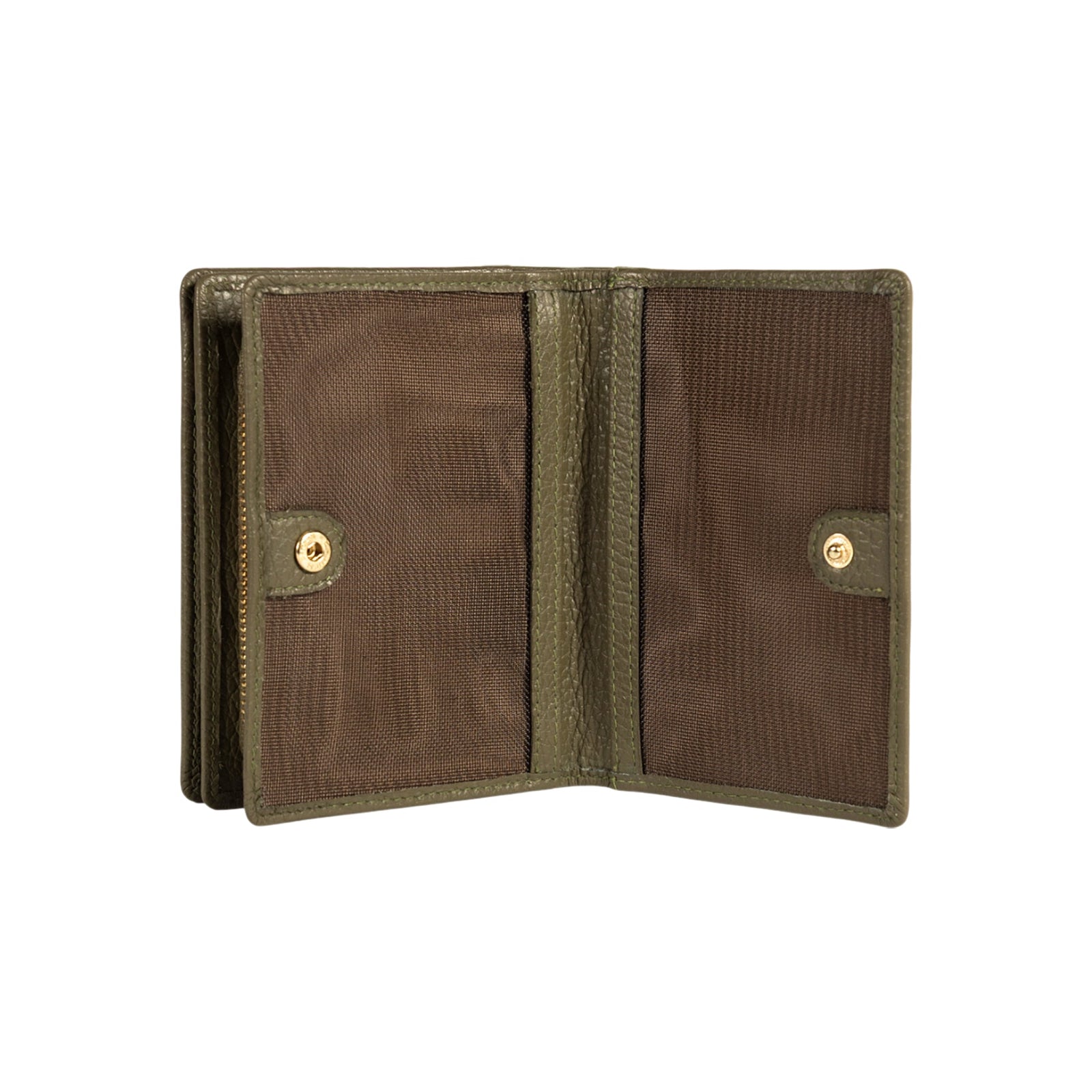 RB1080GAG | Portafogli Donna Made in Italy in Vera Pelle grana Dollaro. Colore Verde Oliva. Dimensioni (da chiuso): cm 13 x 9 x 2,5-2