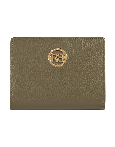 RB1080GAG | Portafogli Donna Made in Italy in Vera Pelle grana Dollaro. Colore Verde Oliva. Dimensioni (da chiuso): cm 13 x 9 x 2,5-0