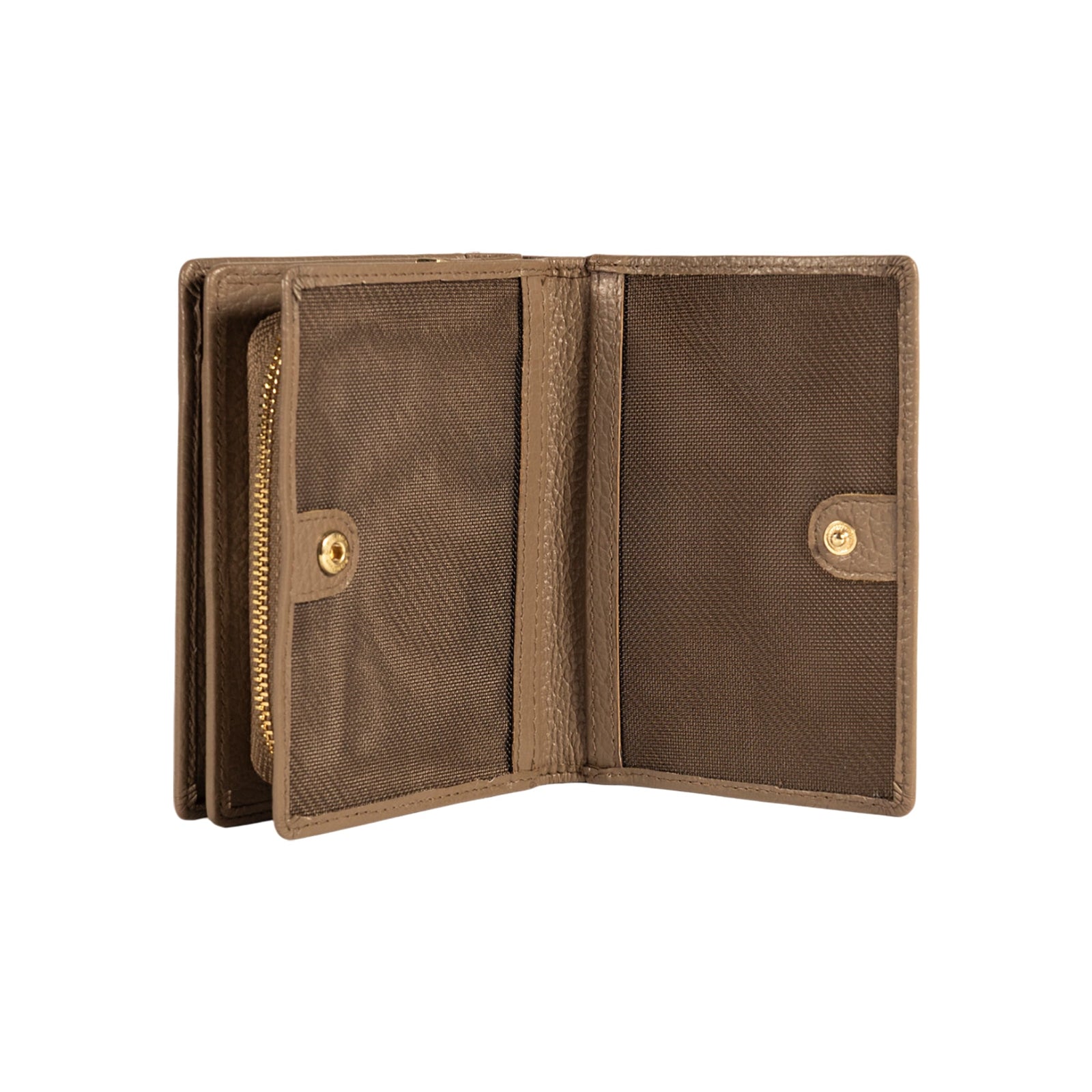 RB1080GAQ | Portafogli Donna Made in Italy in Vera Pelle grana Dollaro. Colore Taupe. Dimensioni (da chiuso): cm 13 x 9 x 2,5-2