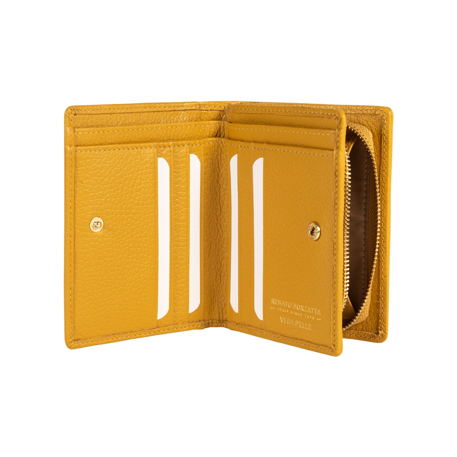 RB1080GAR | Portafogli Donna Made in Italy in Vera Pelle grana Dollaro. Colore Senape. Dimensioni (da chiuso): cm 13 x 9 x 2,5-1