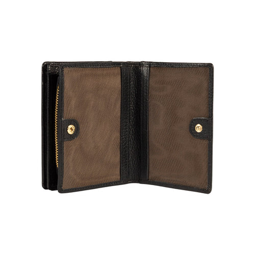 Load image into Gallery viewer, RB1080GA | Portafogli Donna Made in Italy in Vera Pelle grana Dollaro. Colore Nero. Dimensioni (da chiuso): cm 13 x 9 x 2,5-2
