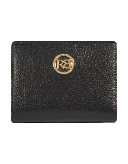 RB1080GA | Portafogli Donna Made in Italy in Vera Pelle grana Dollaro. Colore Nero. Dimensioni (da chiuso): cm 13 x 9 x 2,5-0
