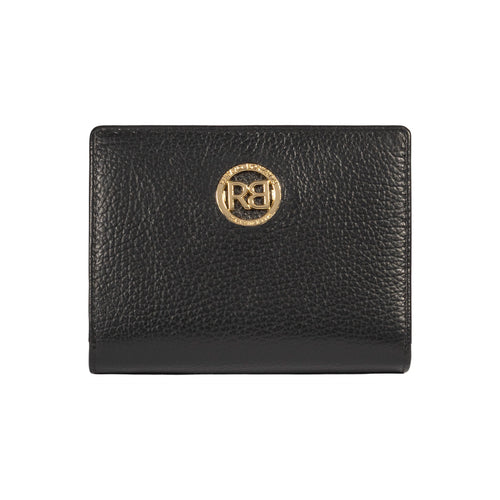 Load image into Gallery viewer, RB1080GA | Portafogli Donna Made in Italy in Vera Pelle grana Dollaro. Colore Nero. Dimensioni (da chiuso): cm 13 x 9 x 2,5-0
