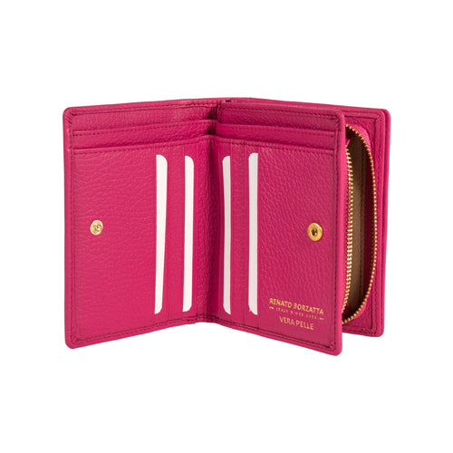 Load image into Gallery viewer, RB1080GBE | Portafogli Donna Made in Italy in Vera Pelle grana Dollaro. Colore Fuxia. Dimensioni (da chiuso): cm 13 x 9 x 2,5-1
