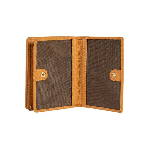 Load image into Gallery viewer, RB1080GCQ | Portafogli Donna Made in Italy in Vera Pelle grana Dollaro. Colore Cuoio. Dimensioni (da chiuso): cm 13 x 9 x 2,5-2
