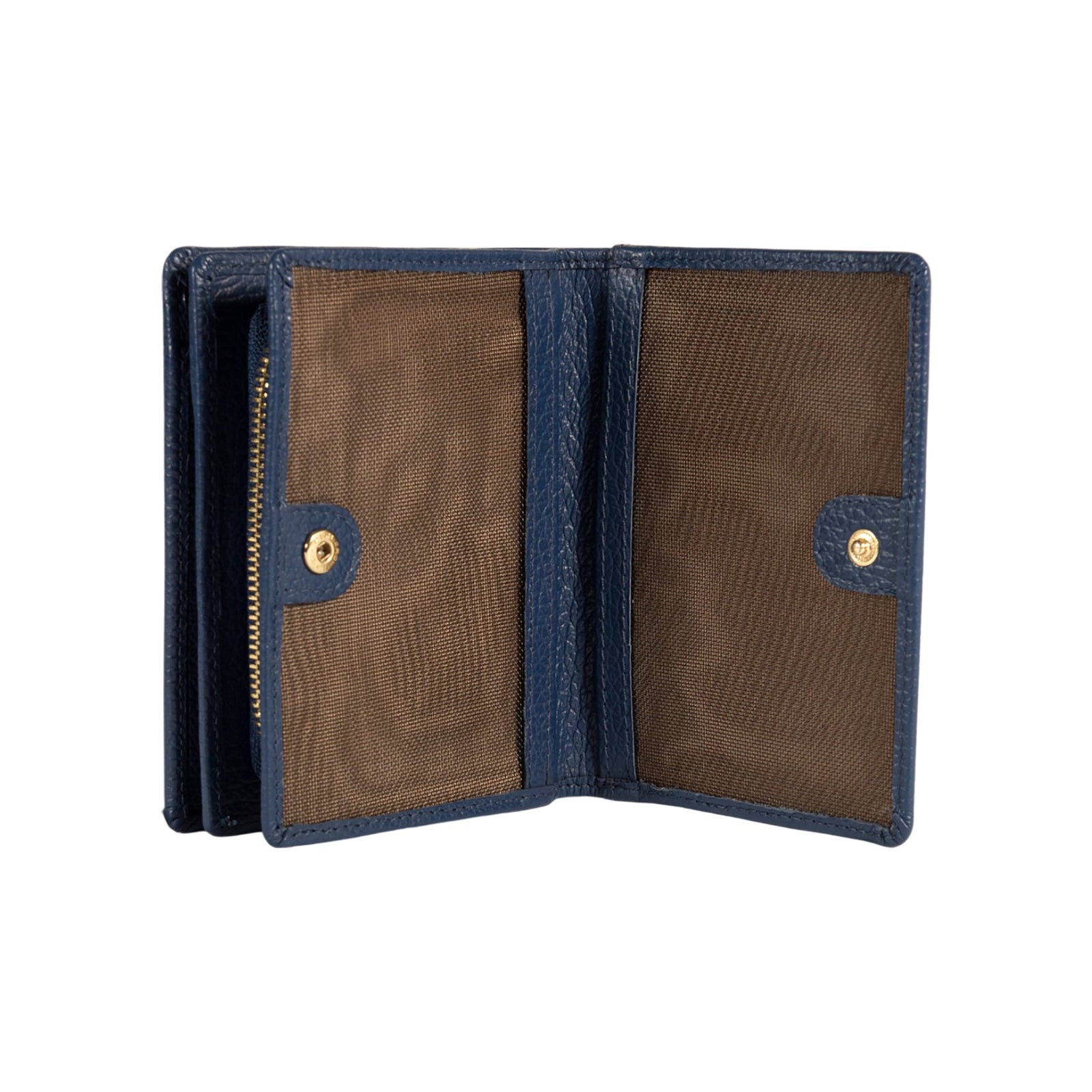 RB1080GD | Portafogli Donna Made in Italy in Vera Pelle grana Dollaro. Colore Blu. Dimensioni (da chiuso): cm 13 x 9 x 2,5-2