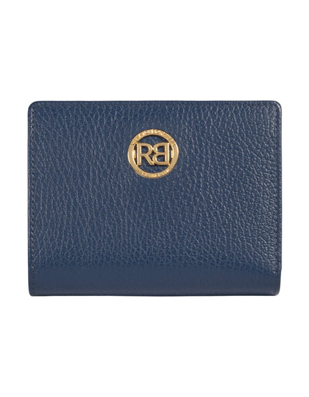 RB1080GD | Portafogli Donna Made in Italy in Vera Pelle grana Dollaro. Colore Blu. Dimensioni (da chiuso): cm 13 x 9 x 2,5-0