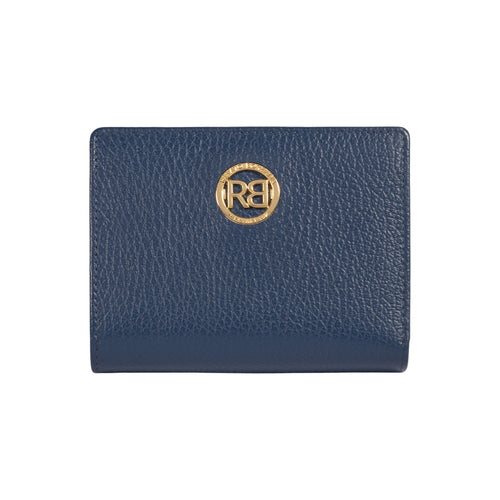 Load image into Gallery viewer, RB1080GD | Portafogli Donna Made in Italy in Vera Pelle grana Dollaro. Colore Blu. Dimensioni (da chiuso): cm 13 x 9 x 2,5-0
