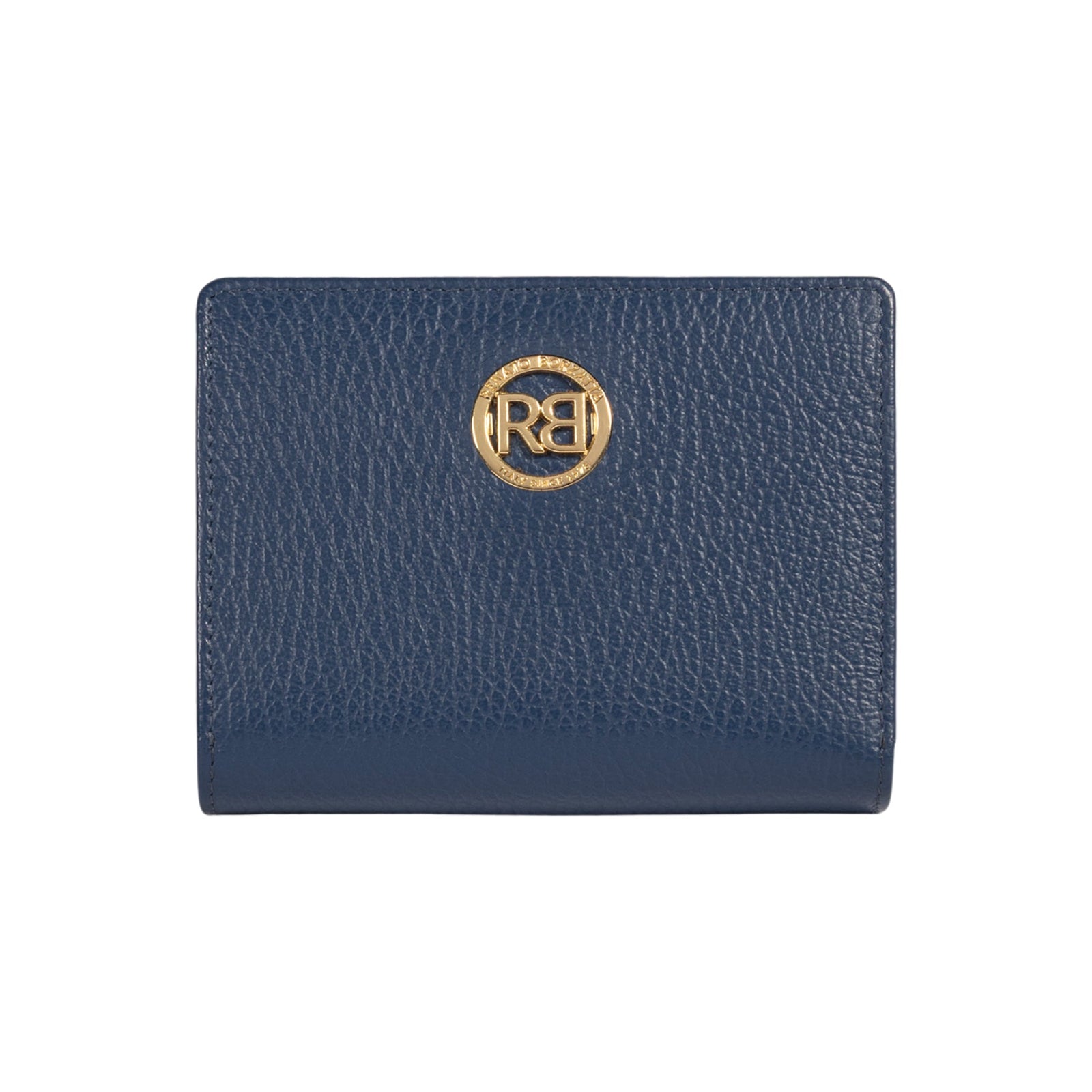 RB1080GD | Portafogli Donna Made in Italy in Vera Pelle grana Dollaro. Colore Blu. Dimensioni (da chiuso): cm 13 x 9 x 2,5-0
