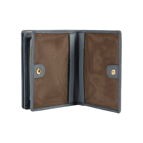 Load image into Gallery viewer, RB1080GP | Portafogli Donna Made in Italy in Vera Pelle grana Dollaro. Colore Avio. Dimensioni (da chiuso): cm 13 x 9 x 2,5-2
