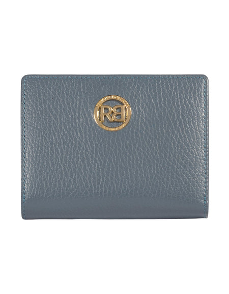 RB1080GP | Portafogli Donna Made in Italy in Vera Pelle grana Dollaro. Colore Avio. Dimensioni (da chiuso): cm 13 x 9 x 2,5-0