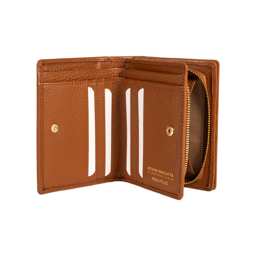 Load image into Gallery viewer, RB1080GS | Portafogli Donna Made in Italy in Vera Pelle grana Dollaro. Colore Cognac. Dimensioni (da chiuso): cm 13 x 9 x 2,5-1
