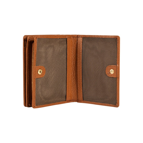 Load image into Gallery viewer, RB1080GS | Portafogli Donna Made in Italy in Vera Pelle grana Dollaro. Colore Cognac. Dimensioni (da chiuso): cm 13 x 9 x 2,5-2
