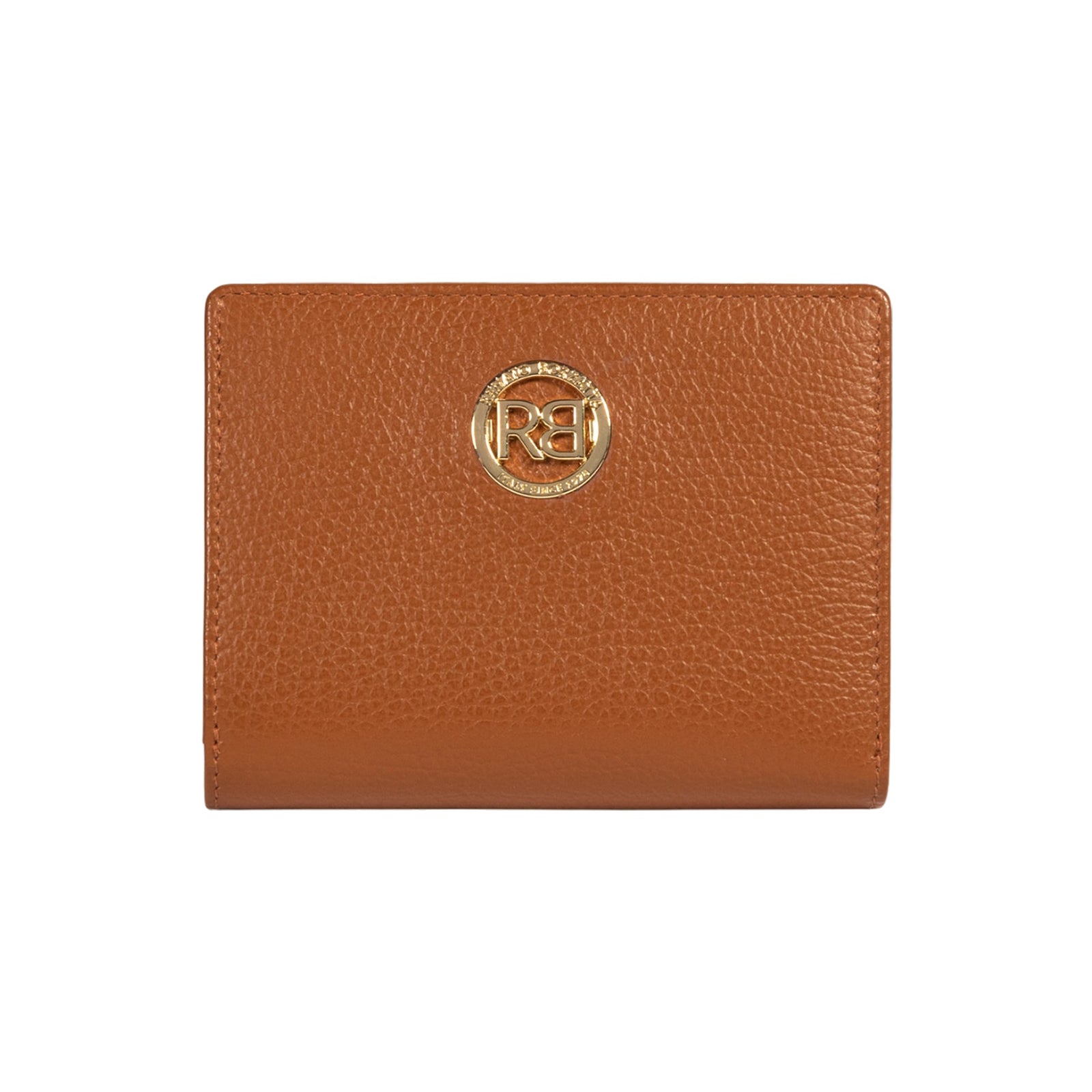 RB1080GS | Portafogli Donna Made in Italy in Vera Pelle grana Dollaro. Colore Cognac. Dimensioni (da chiuso): cm 13 x 9 x 2,5-0