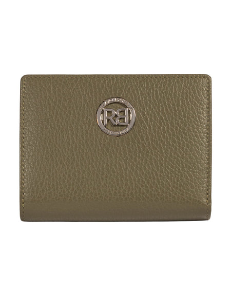 RB1080SAG | Portafogli Donna Made in Italy in Vera Pelle grana Dollaro. Colore Verde Oliva. Dimensioni (da chiuso): cm 13 x 9 x 2,5-0