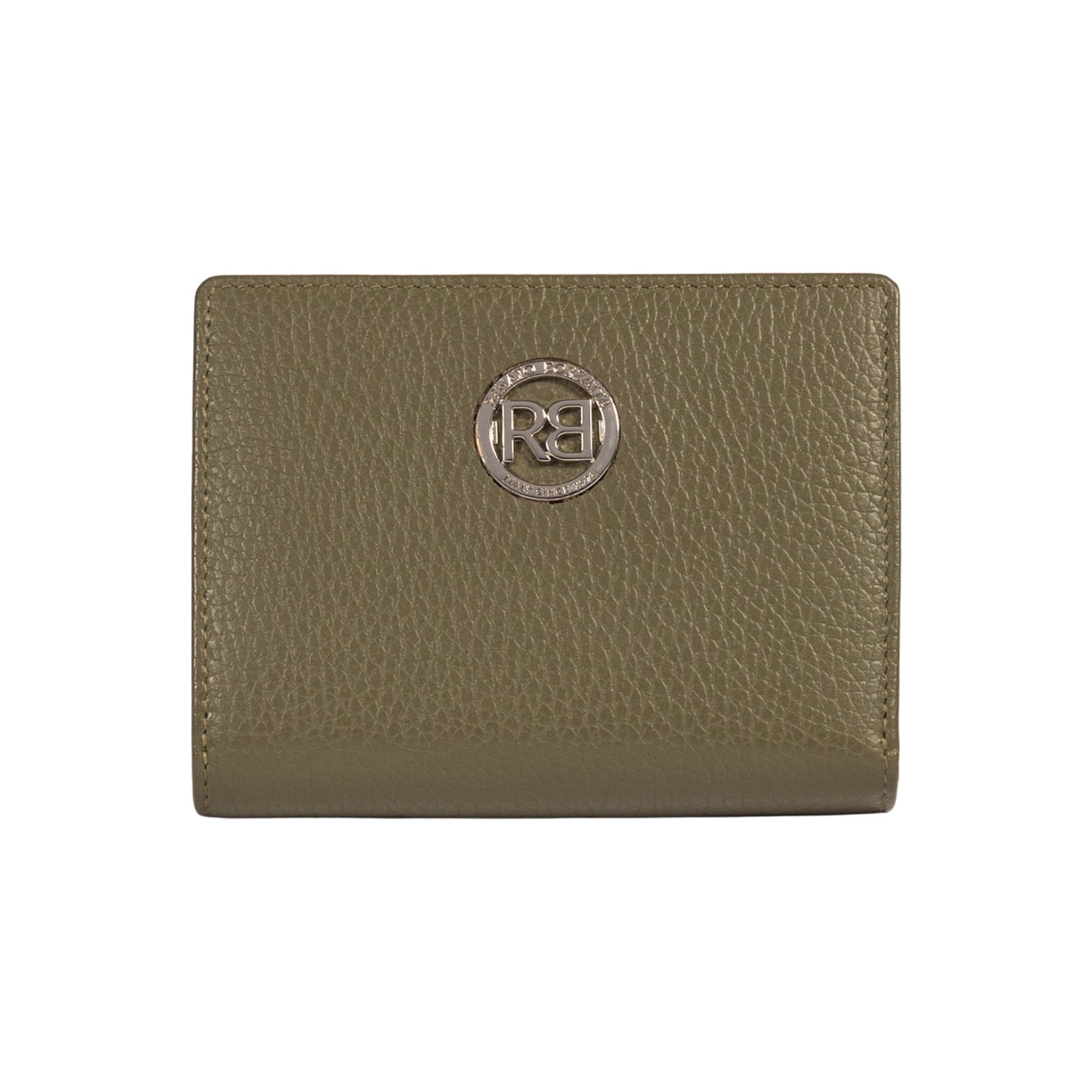 RB1080SAG | Portafogli Donna Made in Italy in Vera Pelle grana Dollaro. Colore Verde Oliva. Dimensioni (da chiuso): cm 13 x 9 x 2,5-0
