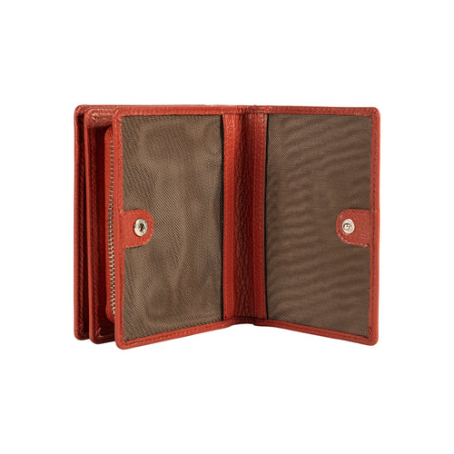 Load image into Gallery viewer, RB1080SAM | Portafogli Donna Made in Italy in Vera Pelle grana Dollaro. Colore Paprika. Dimensioni (da chiuso): cm 13 x 9 x 2,5-2
