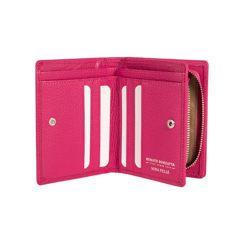 Load image into Gallery viewer, RB1080SBE | Portafogli Donna Made in Italy in Vera Pelle grana Dollaro. Colore Fuxia. Dimensioni (da chiuso): cm 13 x 9 x 2,5-1

