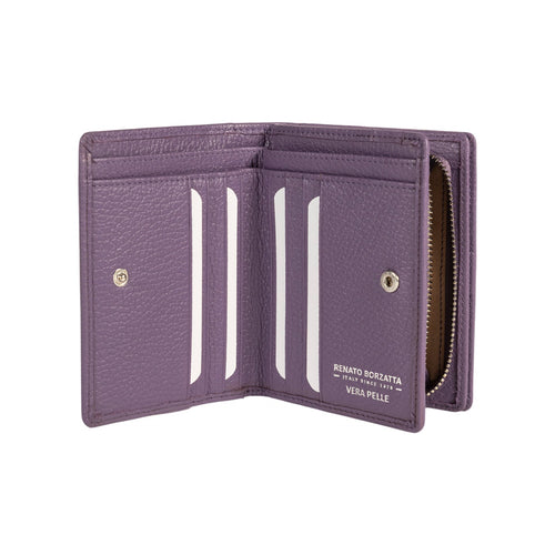 Load image into Gallery viewer, RB1080SY | Portafogli Donna Made in Italy in Vera Pelle grana Dollaro. Colore Viola. Dimensioni (da chiuso): cm 13 x 9 x 2,5-1
