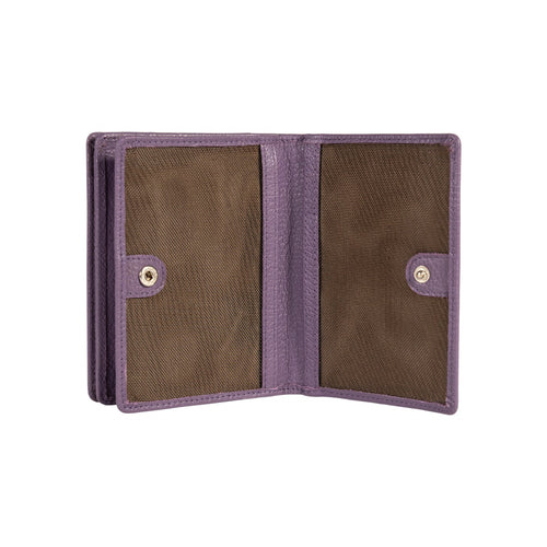 Load image into Gallery viewer, RB1080SY | Portafogli Donna Made in Italy in Vera Pelle grana Dollaro. Colore Viola. Dimensioni (da chiuso): cm 13 x 9 x 2,5-2
