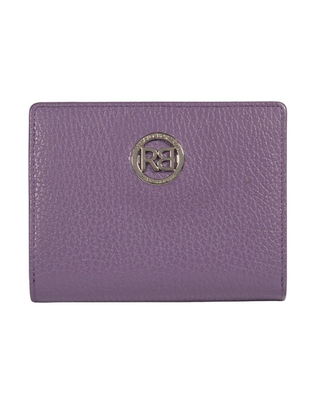 RB1080SY | Portafogli Donna Made in Italy in Vera Pelle grana Dollaro. Colore Viola. Dimensioni (da chiuso): cm 13 x 9 x 2,5-0