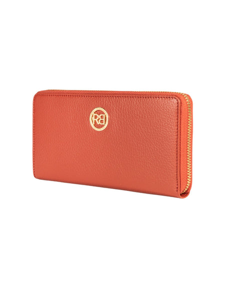 RB1081GAM | Portafogli Donna con chiusura lampo Made in Italy in Vera Pelle grana Dollaro. Colore Paprika. Dimensioni: cm 20 x 10 x 2,5-1