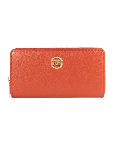 RB1081GAM | Portafogli Donna con chiusura lampo Made in Italy in Vera Pelle grana Dollaro. Colore Paprika. Dimensioni: cm 20 x 10 x 2,5-0