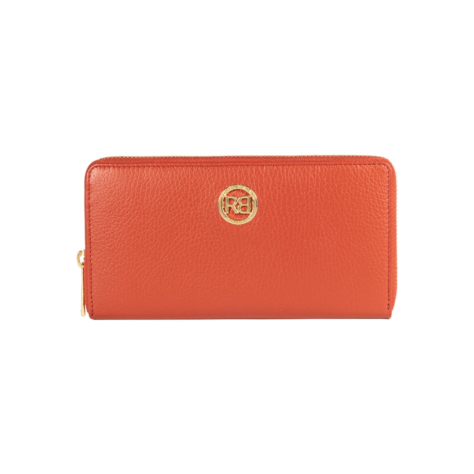 RB1081GAM | Portafogli Donna con chiusura lampo Made in Italy in Vera Pelle grana Dollaro. Colore Paprika. Dimensioni: cm 20 x 10 x 2,5-0