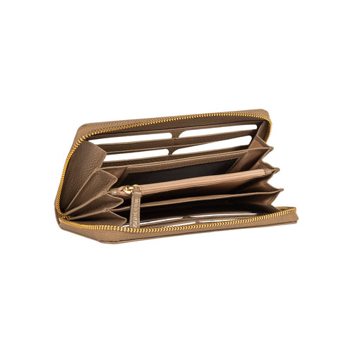 Load image into Gallery viewer, RB1081GAQ | Portafogli Donna con chiusura lampo Made in Italy in Vera Pelle grana Dollaro. Colore Taupe. Dimensioni: cm 20 x 10 x 2,5-2
