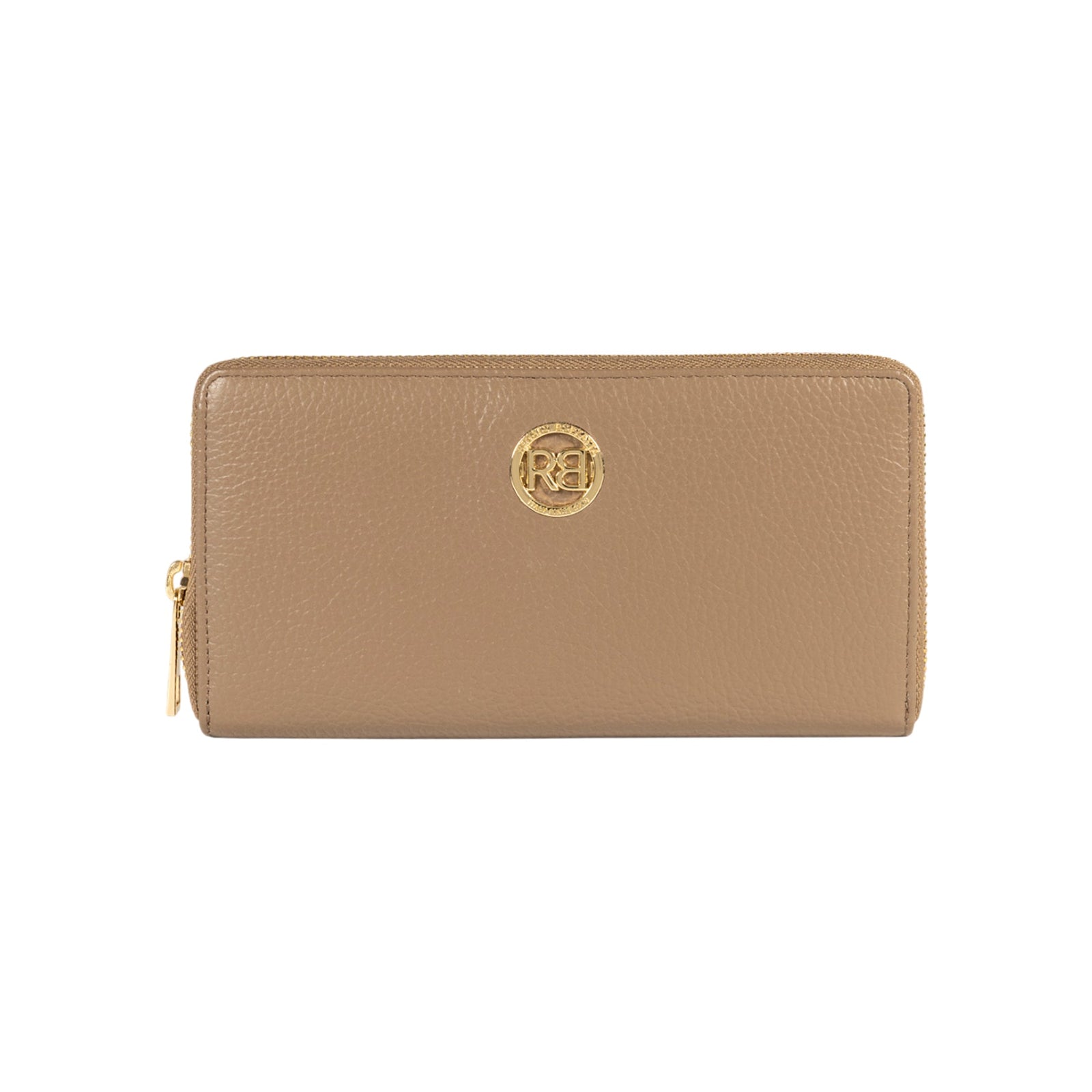 RB1081GAQ | Portafogli Donna con chiusura lampo Made in Italy in Vera Pelle grana Dollaro. Colore Taupe. Dimensioni: cm 20 x 10 x 2,5-0