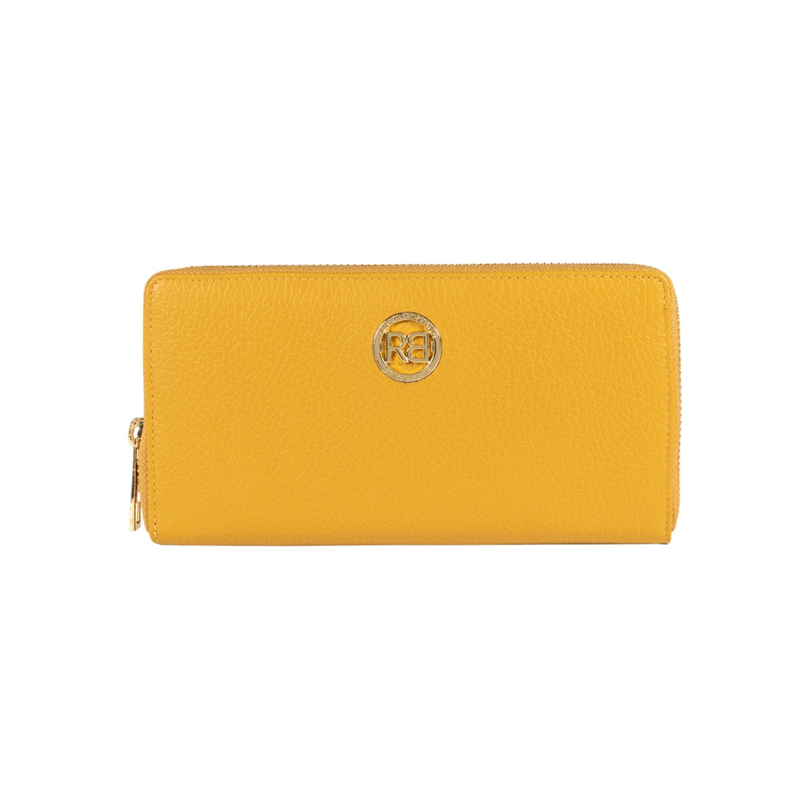 RB1081GAR | Portafogli Donna con chiusura lampo Made in Italy in Vera Pelle grana Dollaro. Colore Senape. Dimensioni: cm 20 x 10 x 2,5-0