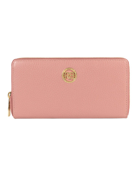 RB1081GAZ | Portafogli Donna con chiusura lampo Made in Italy in Vera Pelle grana Dollaro. Colore Rosa Antico. Dimensioni: cm 20 x 10 x 2,5-0