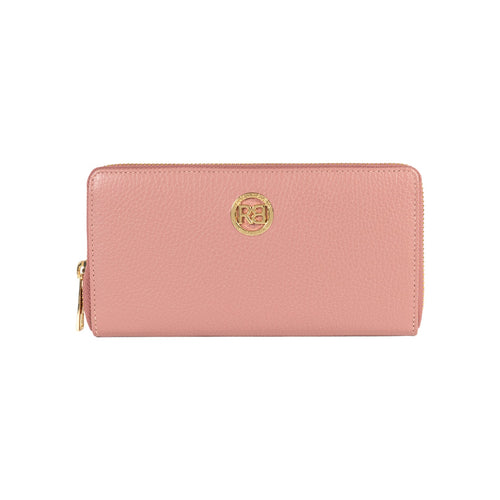 Load image into Gallery viewer, RB1081GAZ | Portafogli Donna con chiusura lampo Made in Italy in Vera Pelle grana Dollaro. Colore Rosa Antico. Dimensioni: cm 20 x 10 x 2,5-0
