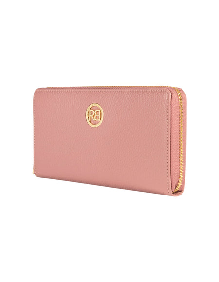RB1081GAZ | Portafogli Donna con chiusura lampo Made in Italy in Vera Pelle grana Dollaro. Colore Rosa Antico. Dimensioni: cm 20 x 10 x 2,5-1