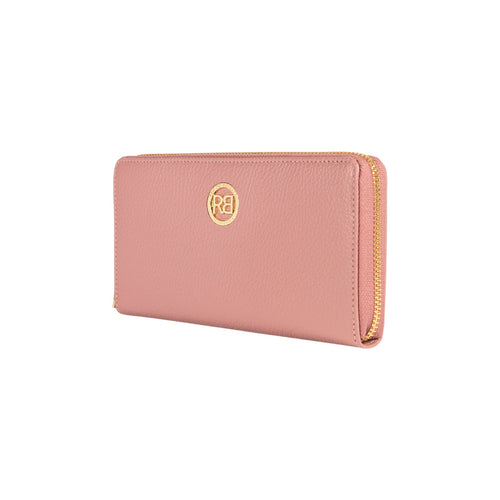 Load image into Gallery viewer, RB1081GAZ | Portafogli Donna con chiusura lampo Made in Italy in Vera Pelle grana Dollaro. Colore Rosa Antico. Dimensioni: cm 20 x 10 x 2,5-1
