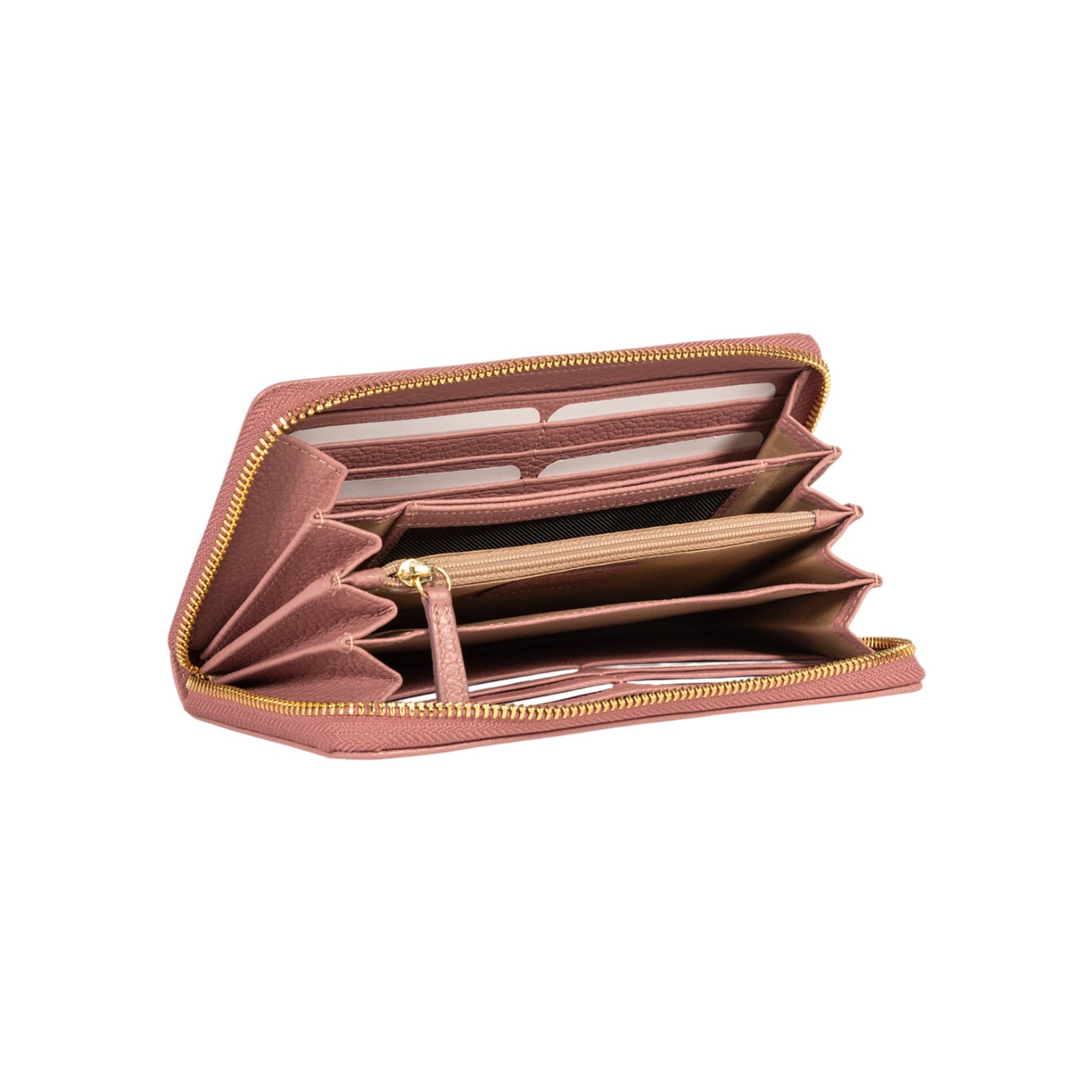 RB1081GAZ | Portafogli Donna con chiusura lampo Made in Italy in Vera Pelle grana Dollaro. Colore Rosa Antico. Dimensioni: cm 20 x 10 x 2,5-2